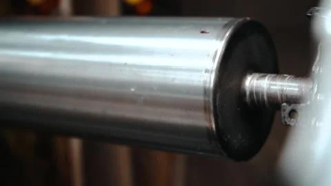 Roller and chain inside printing machine Stock Footage 135269698