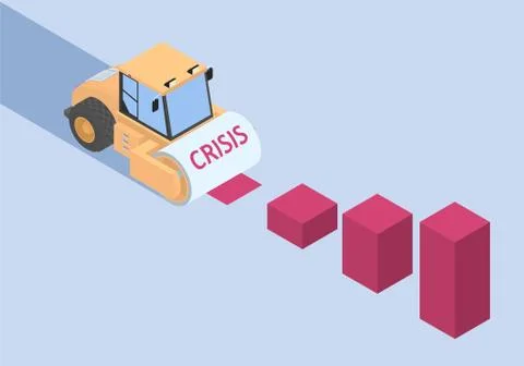 Roller and histograms in isometric. Stock Illustration