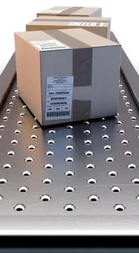 Roller Ball Conveyor With Boxes Stock Illustration