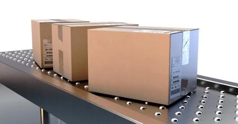 Roller Ball Conveyor With Boxes Stock Illustration
