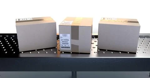 Roller Ball Conveyor With Boxes Stock Illustration