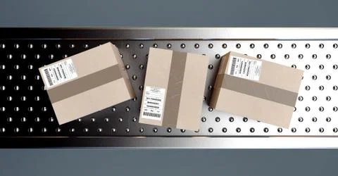 Roller Ball Conveyor With Boxes 스톡 일러스트