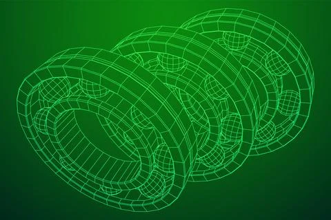 Roller bearing. Wireframe vector illustration. Stock Illustration