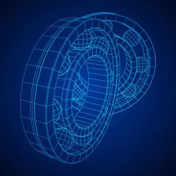 Roller bearing. Wireframe vector illustration. Stock Illustration