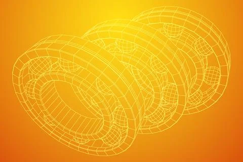 Roller bearing. Wireframe vector illustration. Stock Illustration