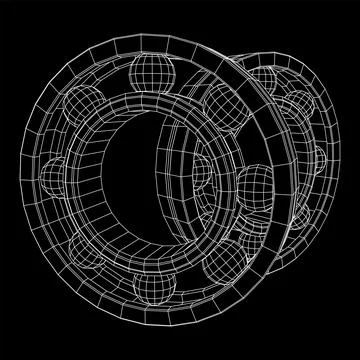 Roller bearing. Wireframe vector illustration. Stock Illustration