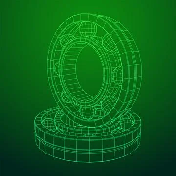 Roller bearing. Wireframe vector illustration. Stock Illustration
