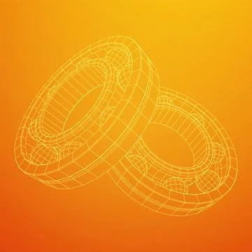 Roller bearing. Wireframe vector illustration. Stock Illustration