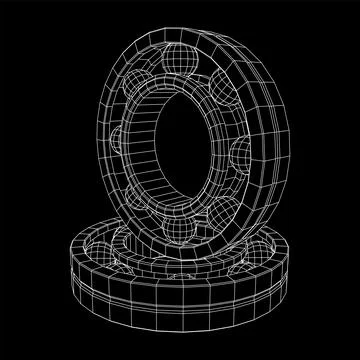 Roller bearing. Wireframe vector illustration. Stock Illustration