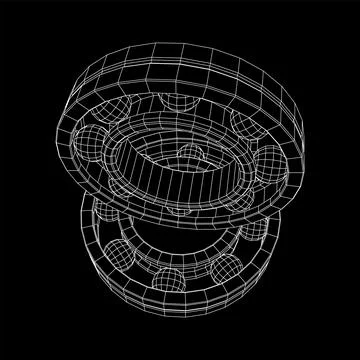 Roller bearing. Wireframe vector illustration. Stock Illustration
