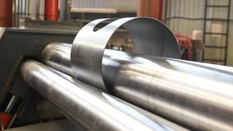 Roller bending hydraulic machine for metal sheets. slow motion Stock Footage 90921558