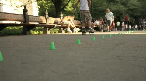 Roller Blading in Central Park NYC 1 Stock Footage 625760