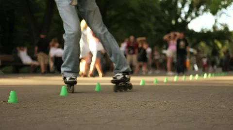 Roller Blading in Central Park NYC Stock Footage 625766