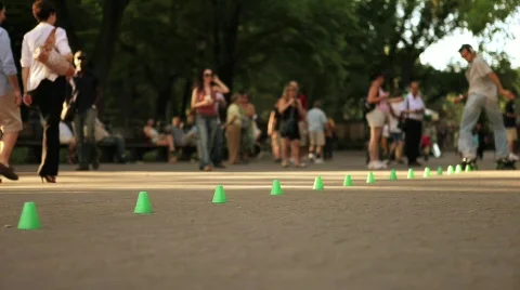 Roller Blading in Central Park NYC 3 Stock Footage 625768