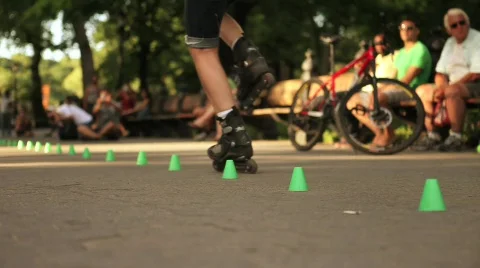 Roller Blading in Central Park NYC 7 Stock Footage 625769