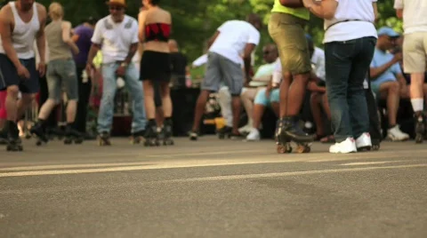 Roller Blading in Central Park NYC 6 Stock Footage 625775