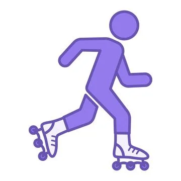 Roller Blading Colored Icon. Vector Icon of Man on Roller Skates. Fitness s.. Stock Illustration