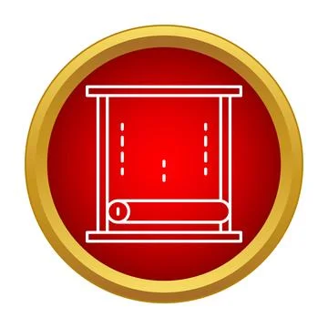 Roller blind icon in red circle design Stock Illustration