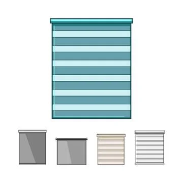 Roller blind window coverings collection with different styles Stock Illustration