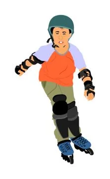 Roller boy vector illustration isolated on white background Illustrazione stock