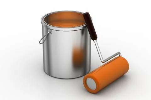 Roller brush with bucket Free Stock Illustration