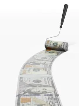 Roller brush with dollar Stock Illustration