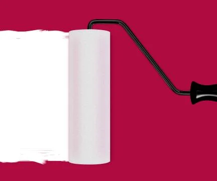 Roller brush with paint Stock Photos