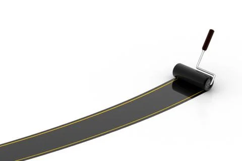 Roller brush paint the road Free Stock Illustration