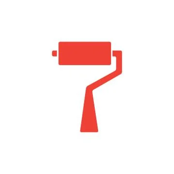 Roller Brush Red Icon On White Background. Red Flat Style Vector Illustration Stock Illustration