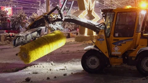 Roller Brush Snow Removal Stock Footage 333566146