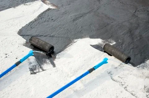 Roller brush, tool for  waterproofing Stock Photos