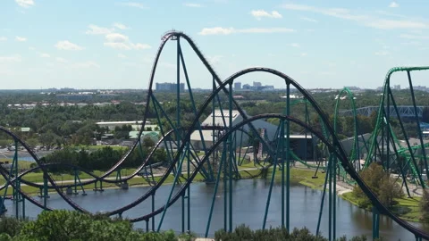 Roller coaster in adventure amusement park in Orlando, Florida. USA tourist Stock Footage 289393339