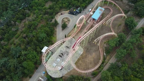 Roller Coaster Aerial Stock Footage 168575924