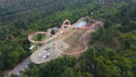 Roller Coaster Aerial View Stock Footage 168576015