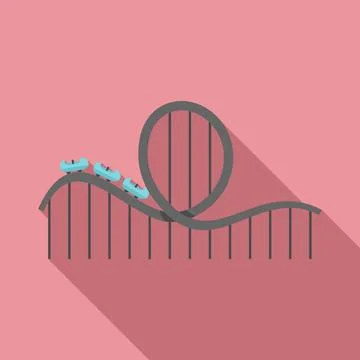 Roller coaster amusement icon, flat style Stock Illustration