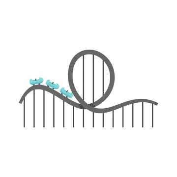 Roller coaster amusement icon flat isolated Stock Illustration
