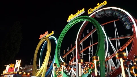 Roller Coaster at Amusement Park Stock Footage 95976668