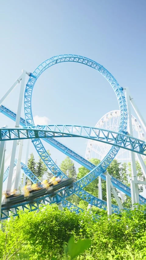 Roller coaster in the amusement park Stock Footage 201348328