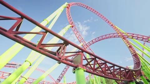 Roller coaster in the amusement park Stock Footage 201348336