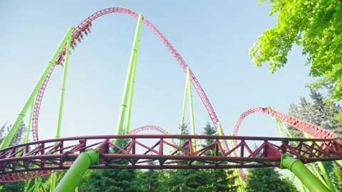 Roller coaster in the amusement park Stock Footage 201348339