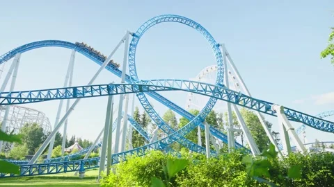 Roller coaster in the amusement park Stock Footage 201348343