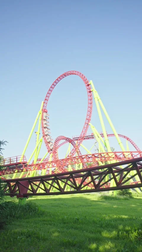 Roller coaster in the amusement park Stock Footage 201607286