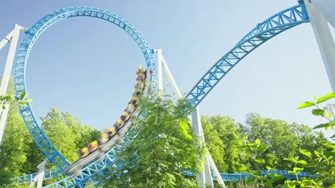Roller coaster in the amusement park Stock Footage 201607324