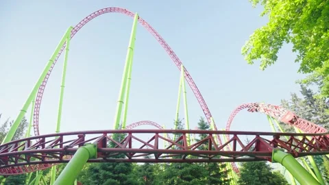 Roller coaster in the amusement park Stock Footage 201997673