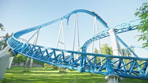 Roller coaster in the amusement park Stock Footage 201997701