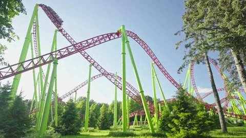 Roller coaster in the amusement park Stock Footage 201997715