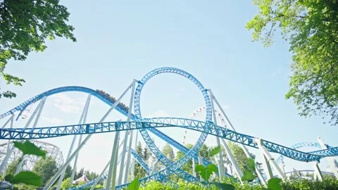 Roller coaster in the amusement park Stock Footage 201997777