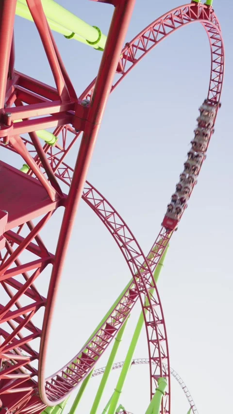 Roller coaster in the amusement park Stock Footage 265228949