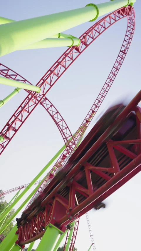 Roller coaster in the amusement park Stock Footage 265228951