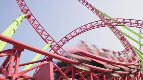 Roller coaster in the amusement park Stock Footage 265228956